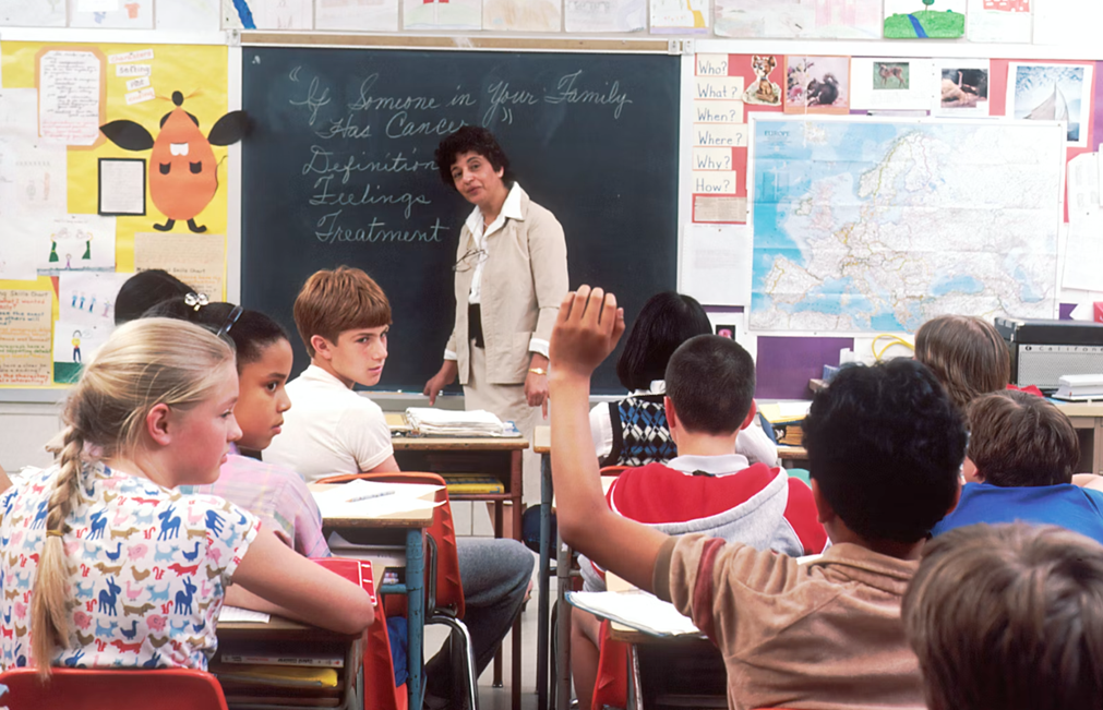 Teacher supporting students